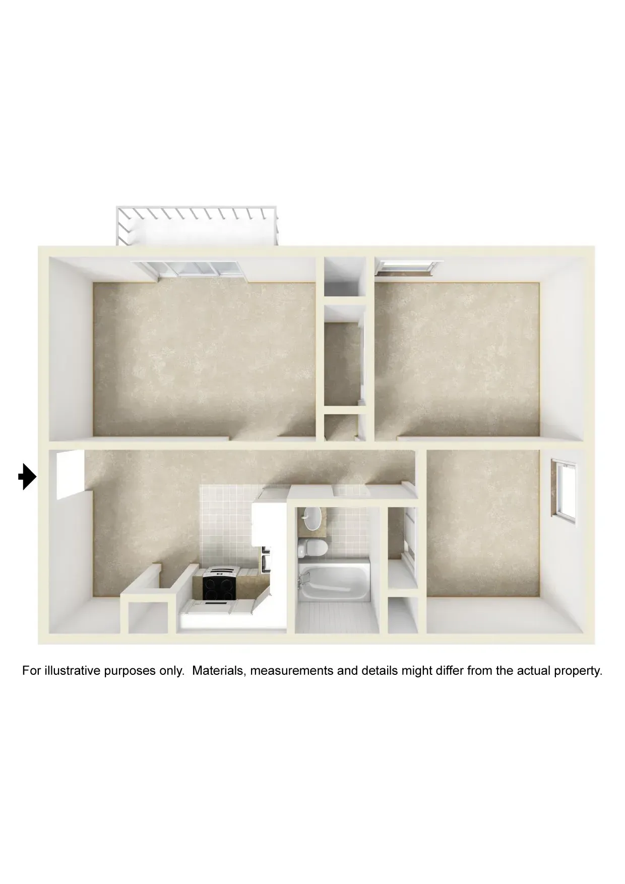 2 Bed unfurnished