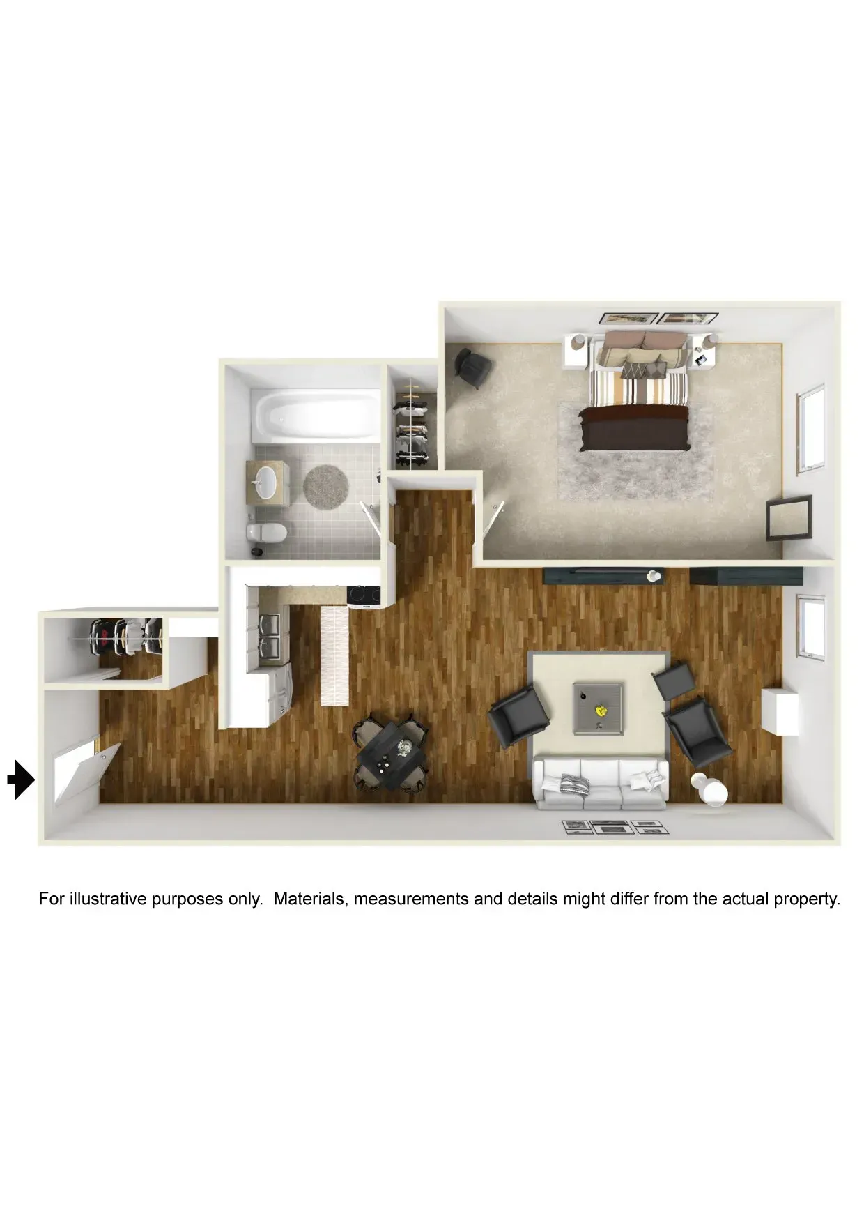 1 Bed furnished