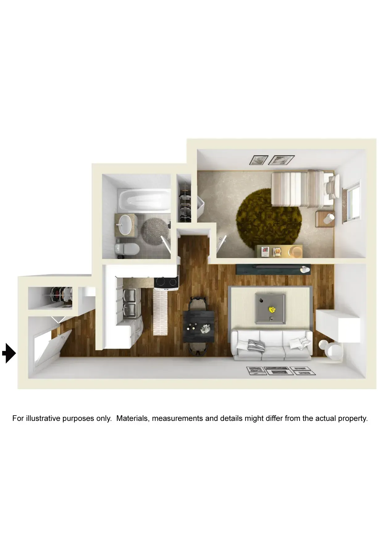 1 Bed furnished