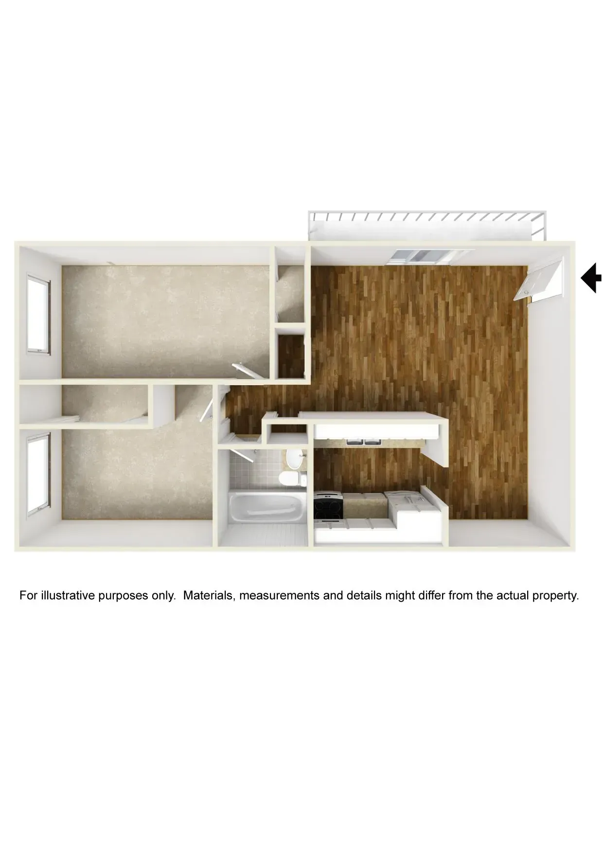 2 Bed unfurnished