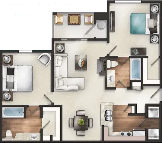 The Grove Floor Plan 1 Bed (B)