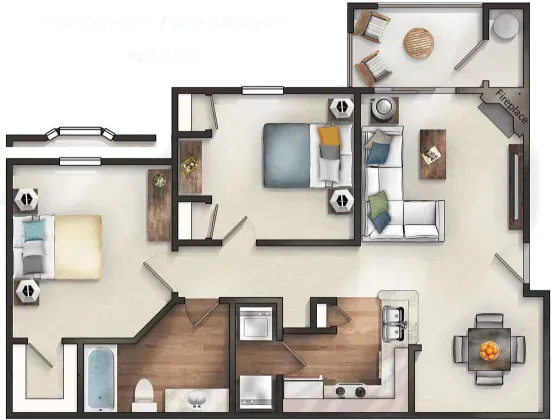 The Grove Floor Plan 2 Bed