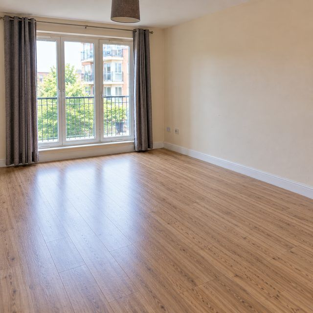 The same room empty and swept after the clearance
