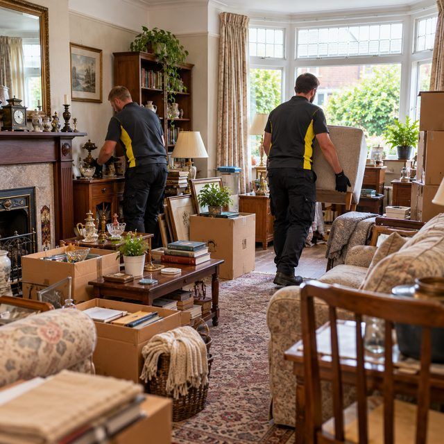 Room full of furniture and belongings before the clearance