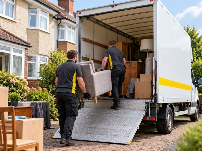 Household contents being loaded into the van during a full house clearance