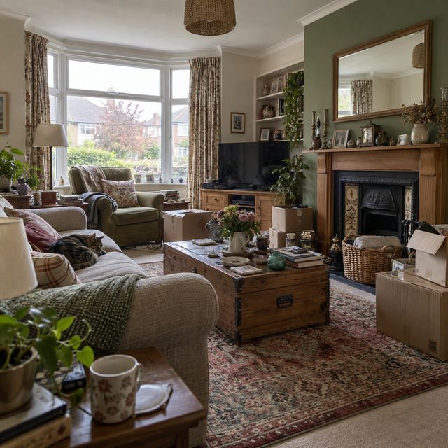 Room full of furniture and belongings before the clearance