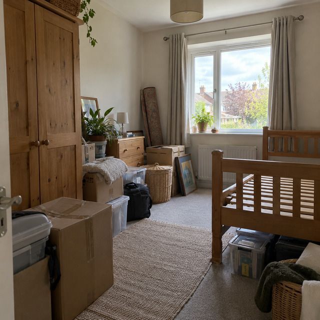 Room full of furniture and belongings before the clearance