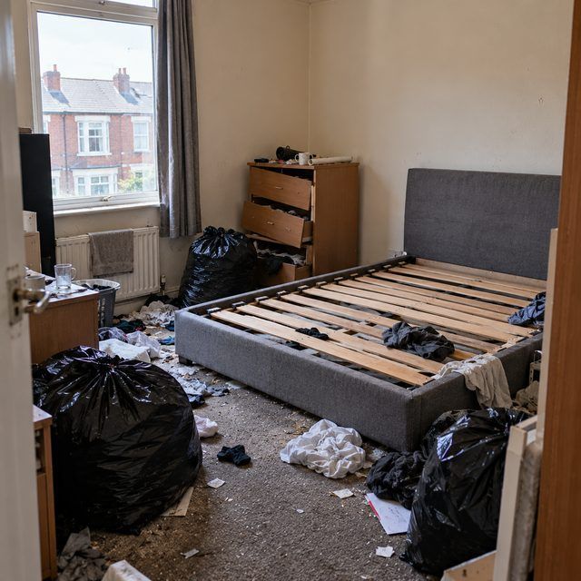 Room full of furniture and belongings before the clearance