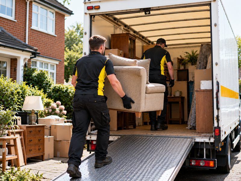 A few pieces of furniture loaded into the van