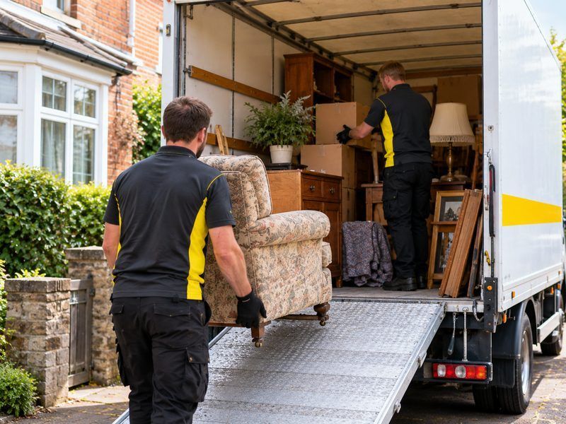 Furniture from an estate clearance being loaded into the van