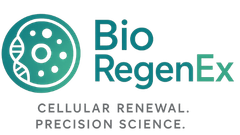 Bio RegenEx logo in teal with cell icon and tagline &ldquo;Cellular Renewal. Precision Science.&rdquo;