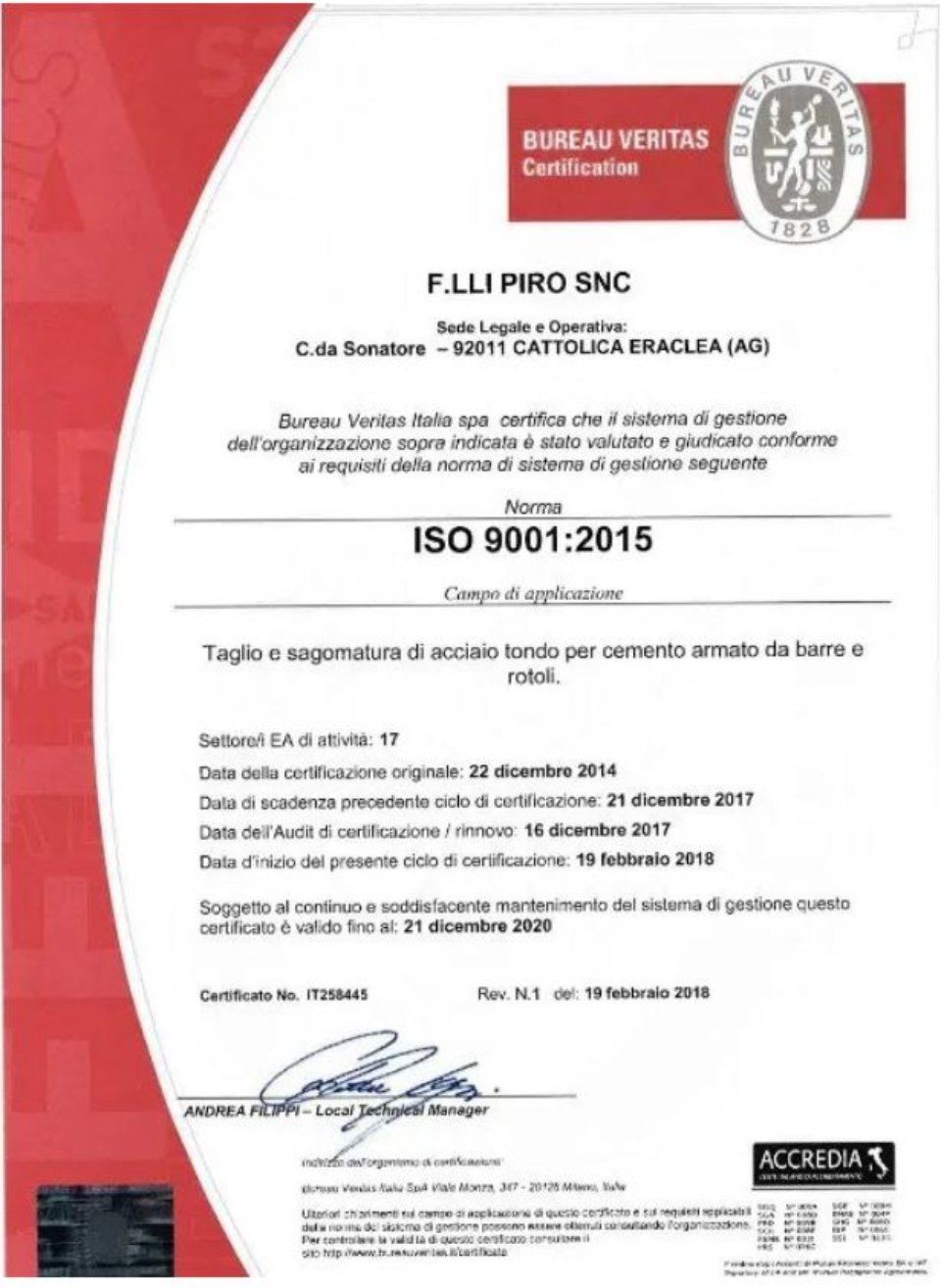 certificazione ISO 9001:2015
