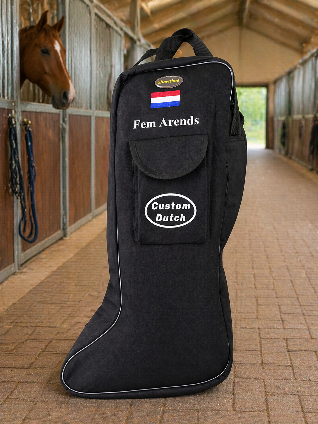 Laarzentas gepersonaliseerd met naam en logo ter bescherming