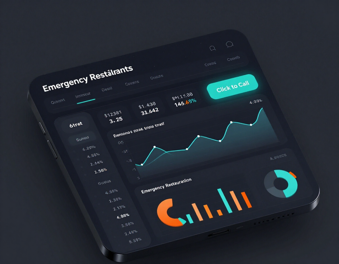 Mobile keyword rankings dashboard showing emergency restoration search analytics