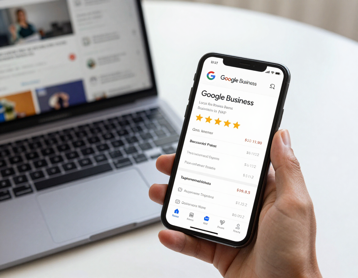 Google Business Profile on smartphone with local pack placement