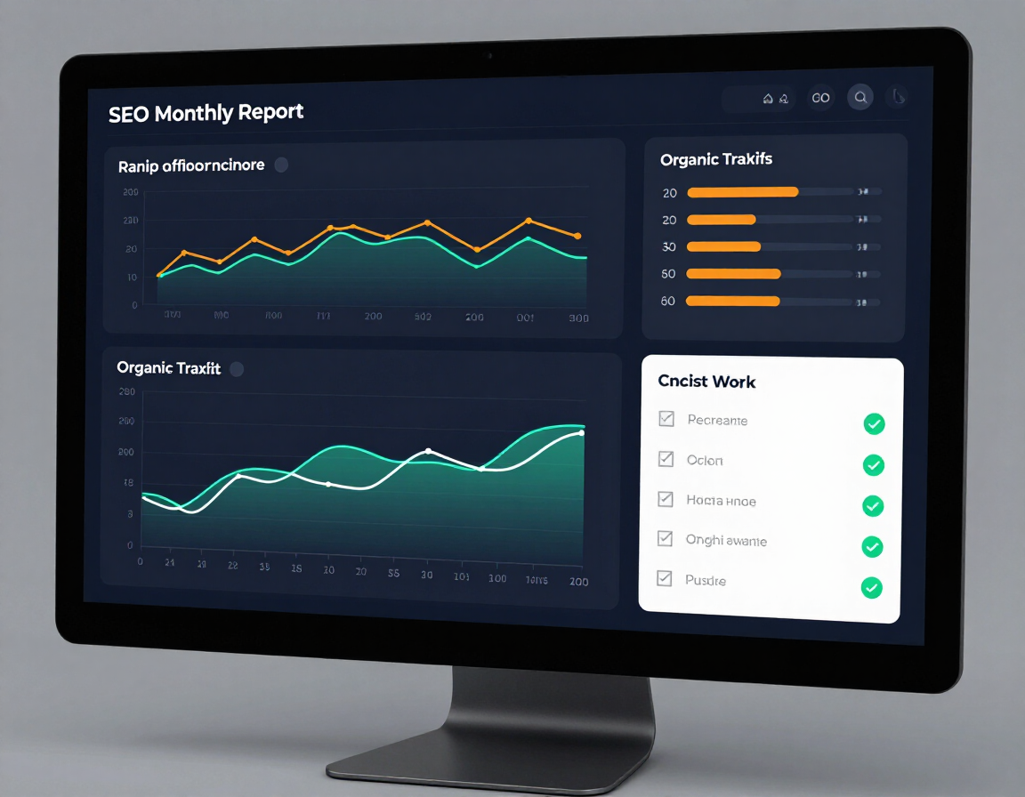 Kaboom Digital SEO monthly reporting dashboard