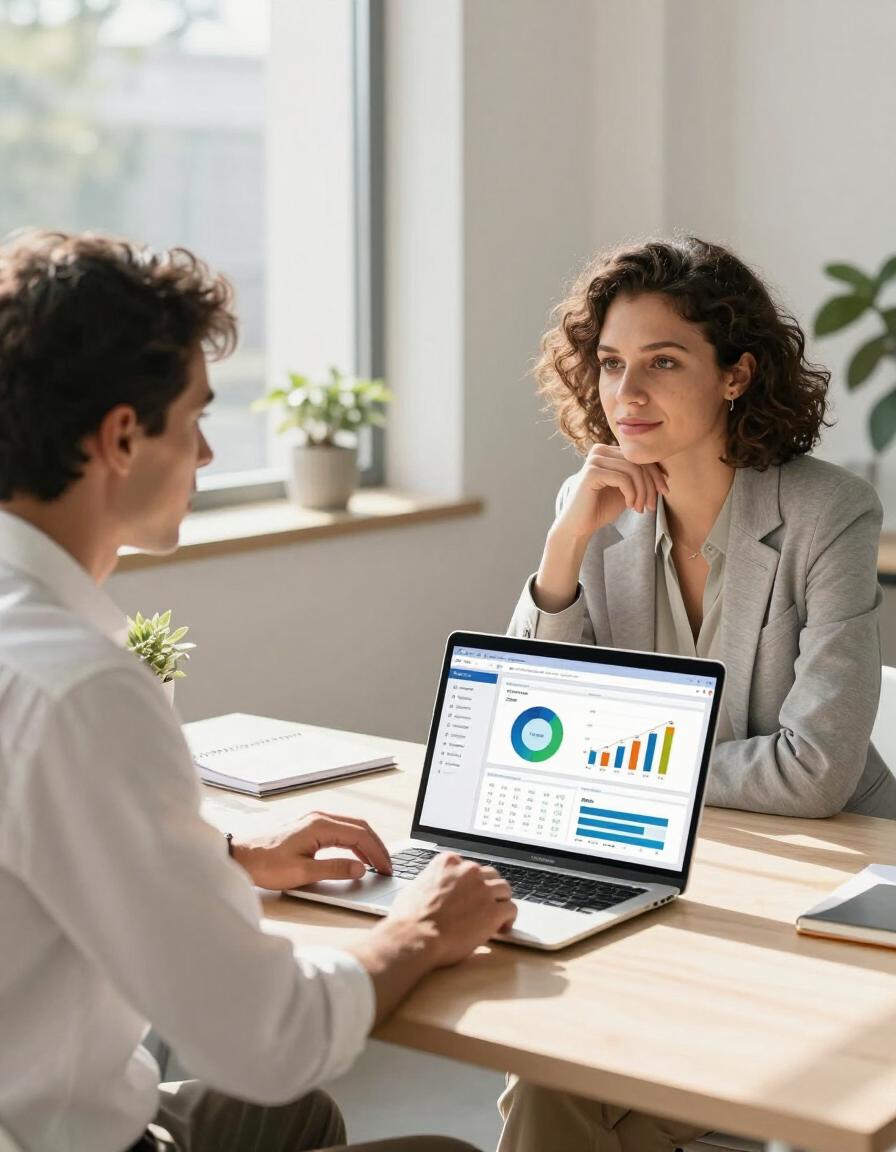 Business owner and SEO strategist in a professional discovery call