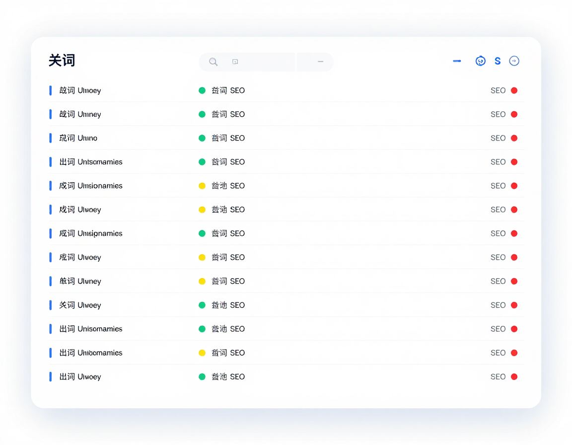 Keyword-to-page mapping table showing page URLs, primary keywords, and status indicators