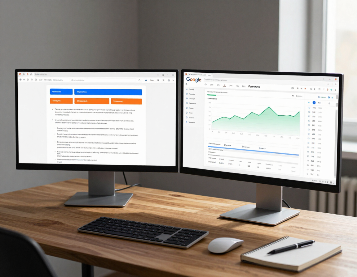 Content strategist workspace with keyword brief and Search Console report