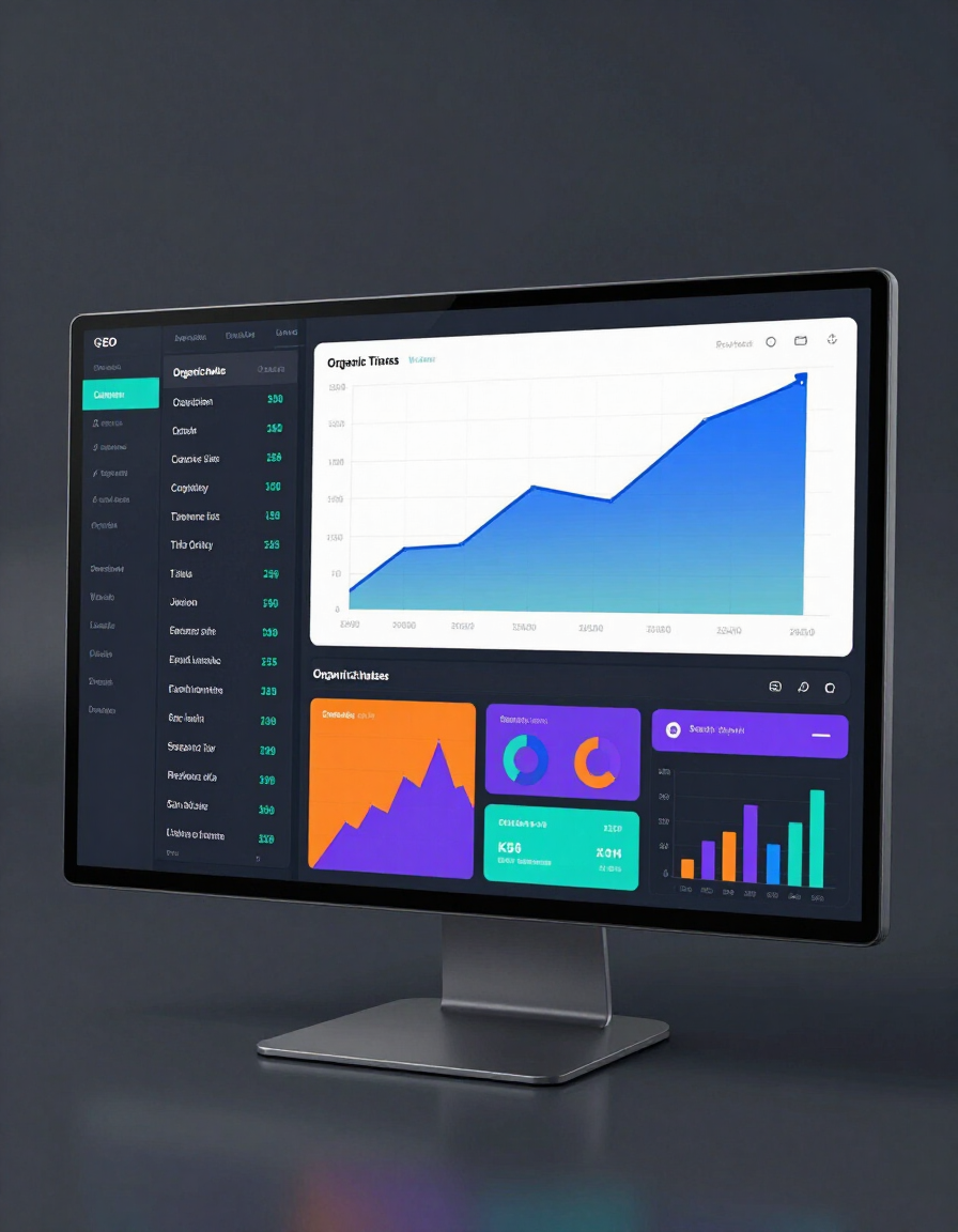 Ecommerce SEO dashboard showing organic traffic and keyword growth