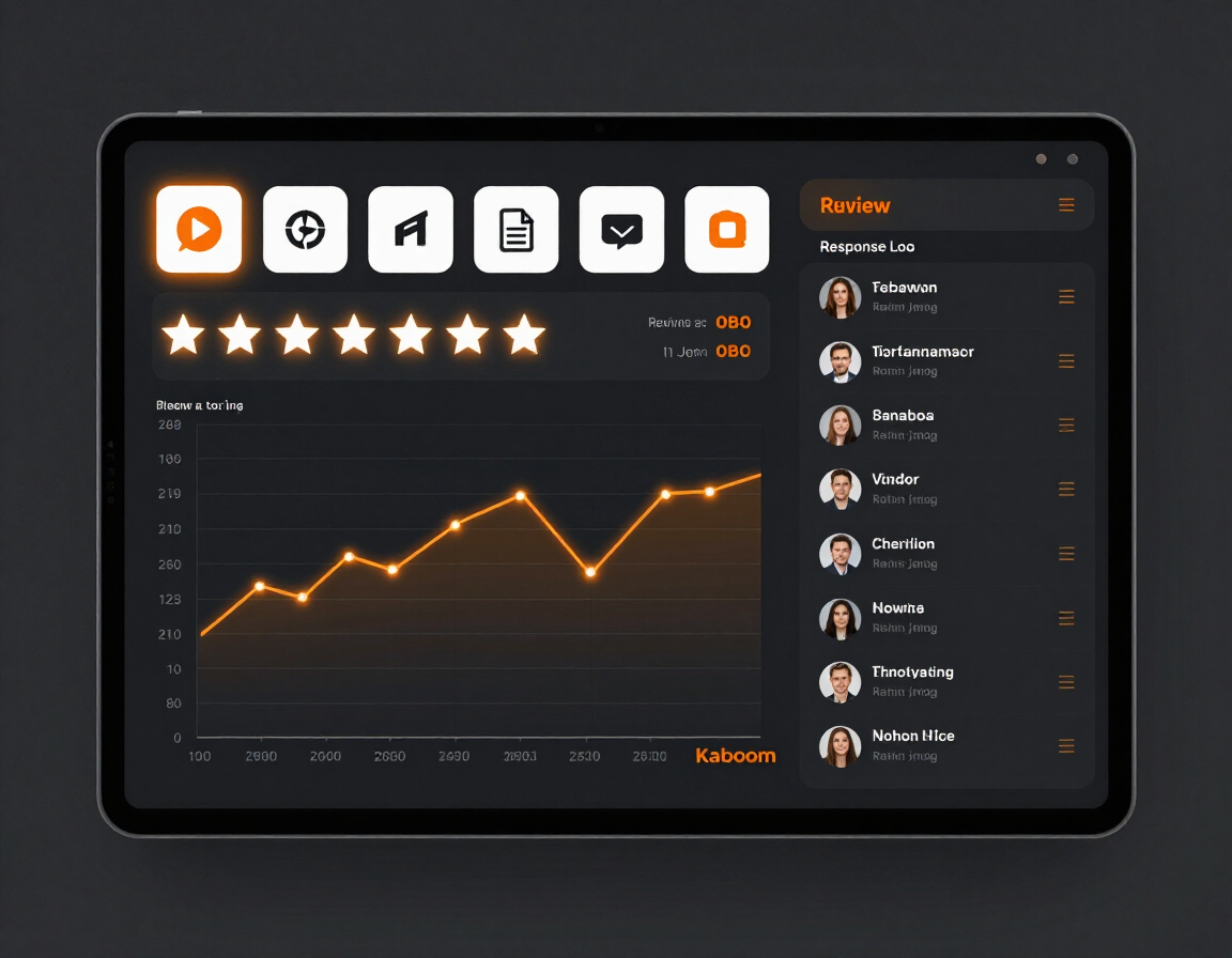 Reputation monitoring dashboard showing multi-platform review summary and star rating trends