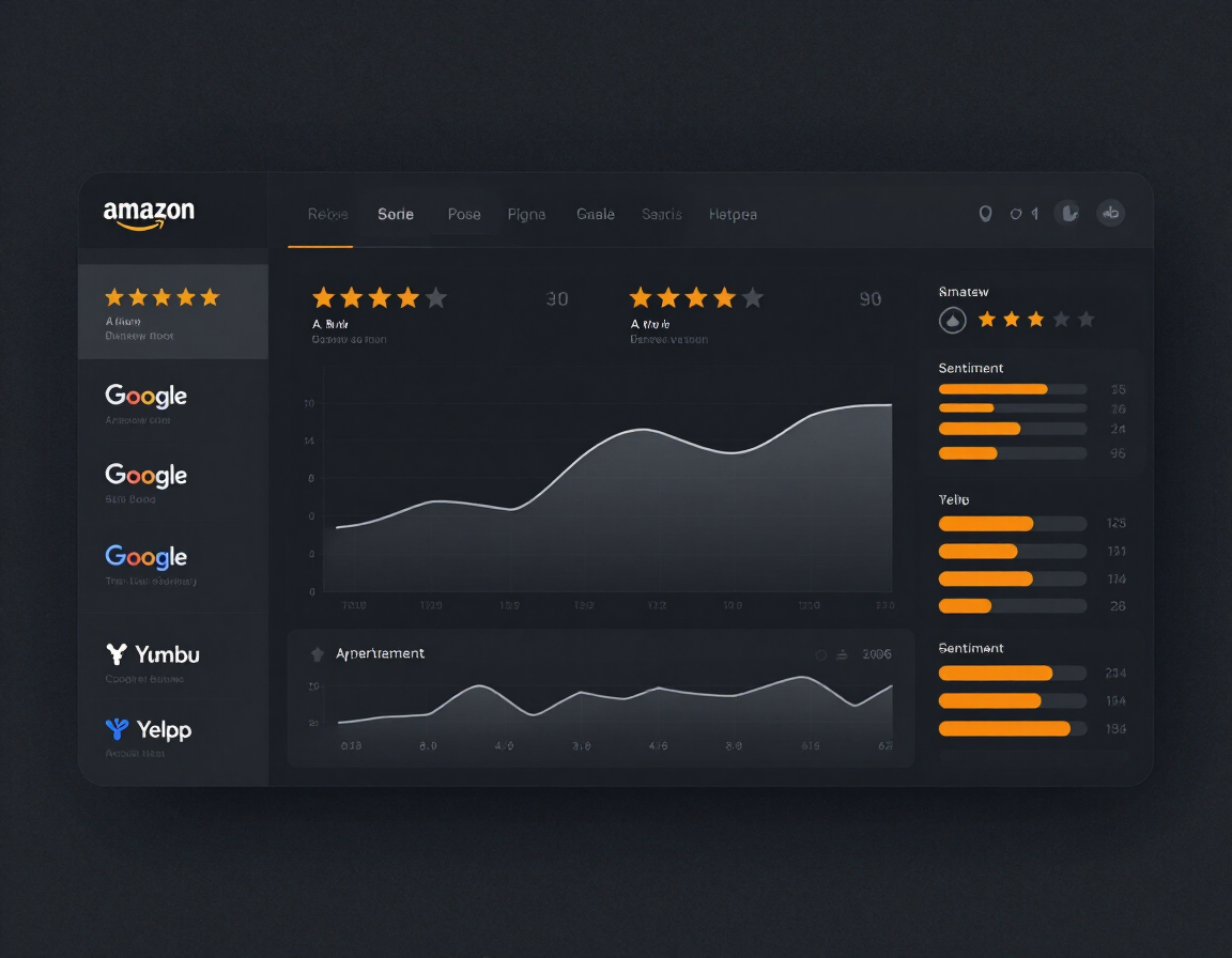 Reputation management dashboard showing review scores and star ratings
