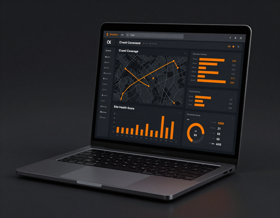 Technical SEO audit dashboard on MacBook