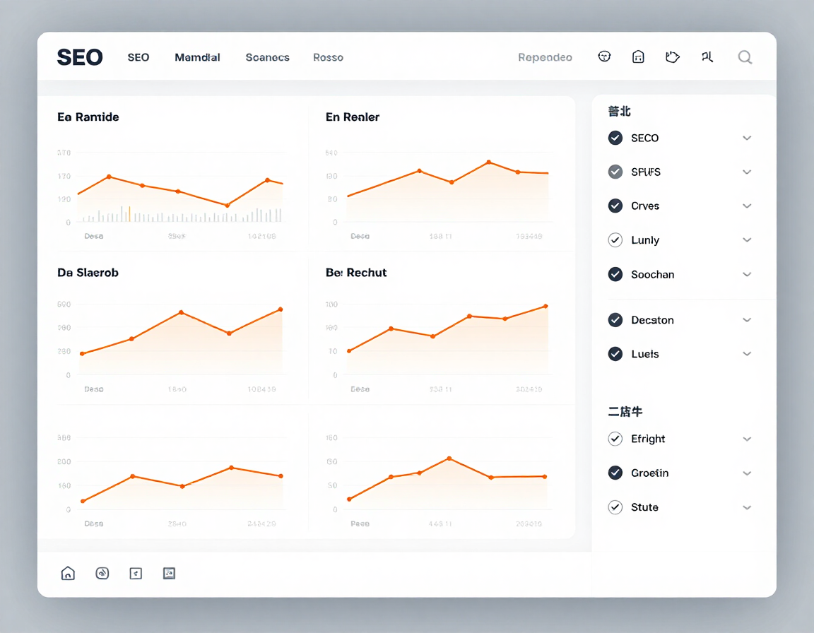 Monthly SEO reporting dashboard showing rankings, traffic trends, and completed work checklist
