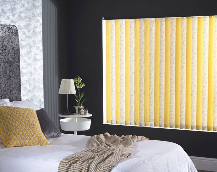 White and white blinds against a black wall
