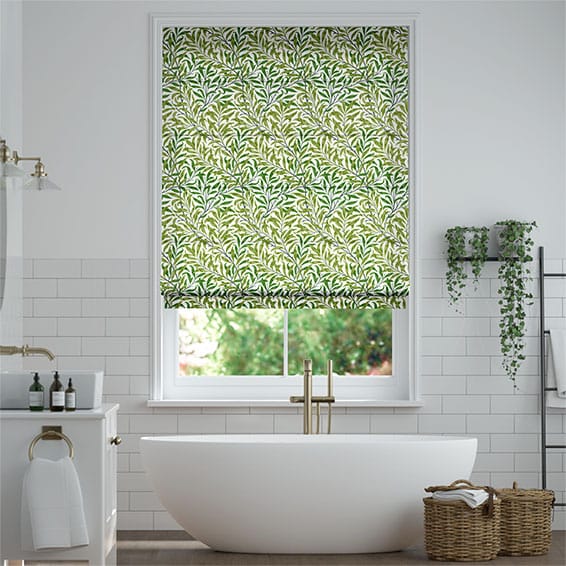 Modern blinds with a green nature-like pattern