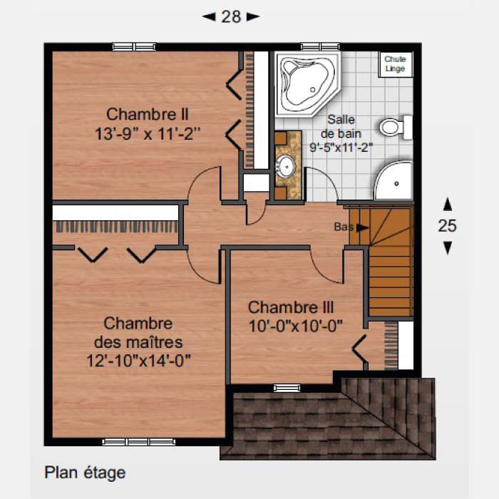 Un plan d'étage d'une maison en français
