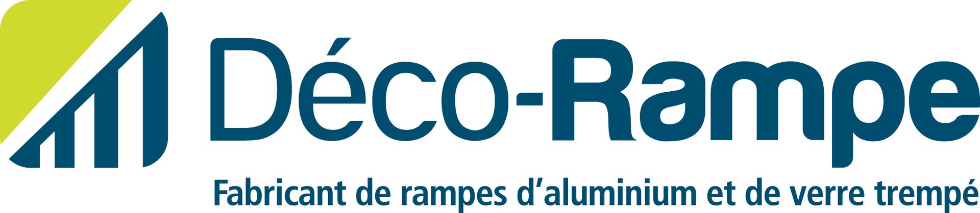 Un logo bleu et jaune pour une entreprise appelée deco-rampe