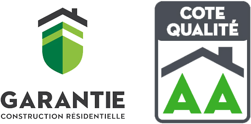 Un logo pour cote qualite construction residentiale avec un bouclier et un toit.