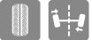 A tire and a clutch icon on a white background.