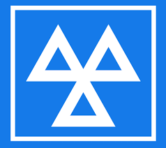 A blue sign with white triangles on it
