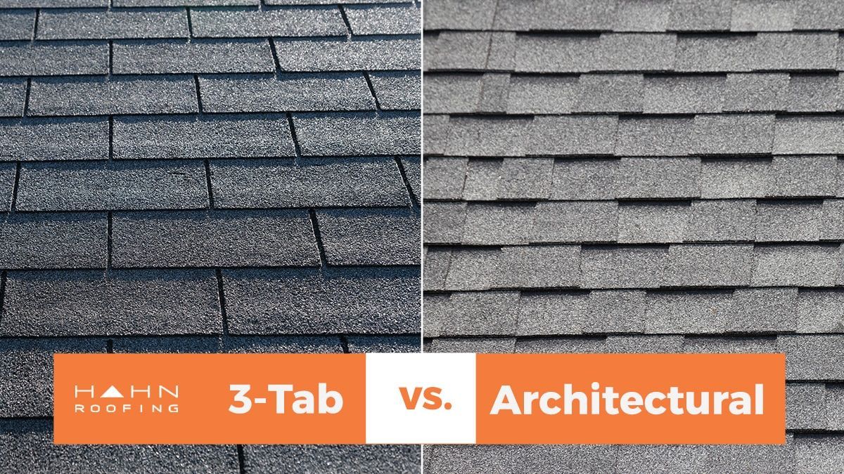 Comparison of 3-tab and architectural asphalt roof shingles. 