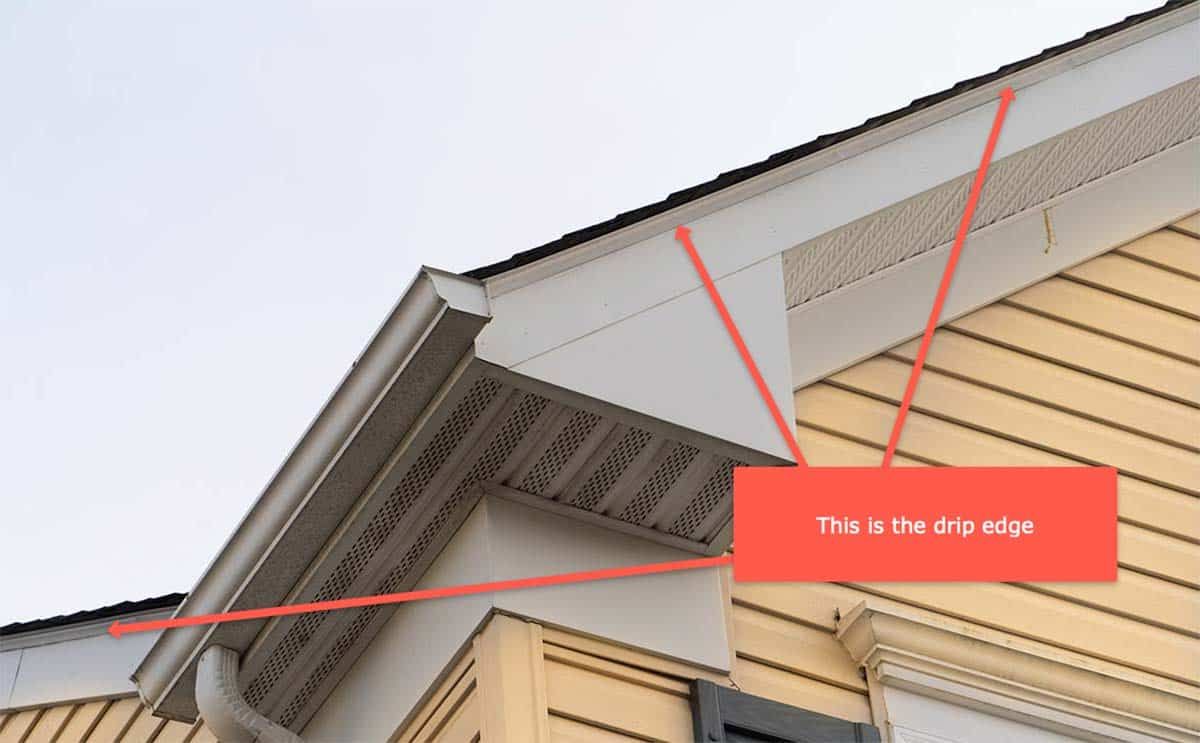 Yellow house with white trim; an orange box indicates the roof's edge.