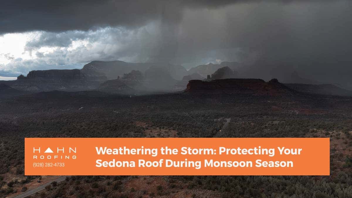 Monsoon storm over Sedona landscape; text reads 