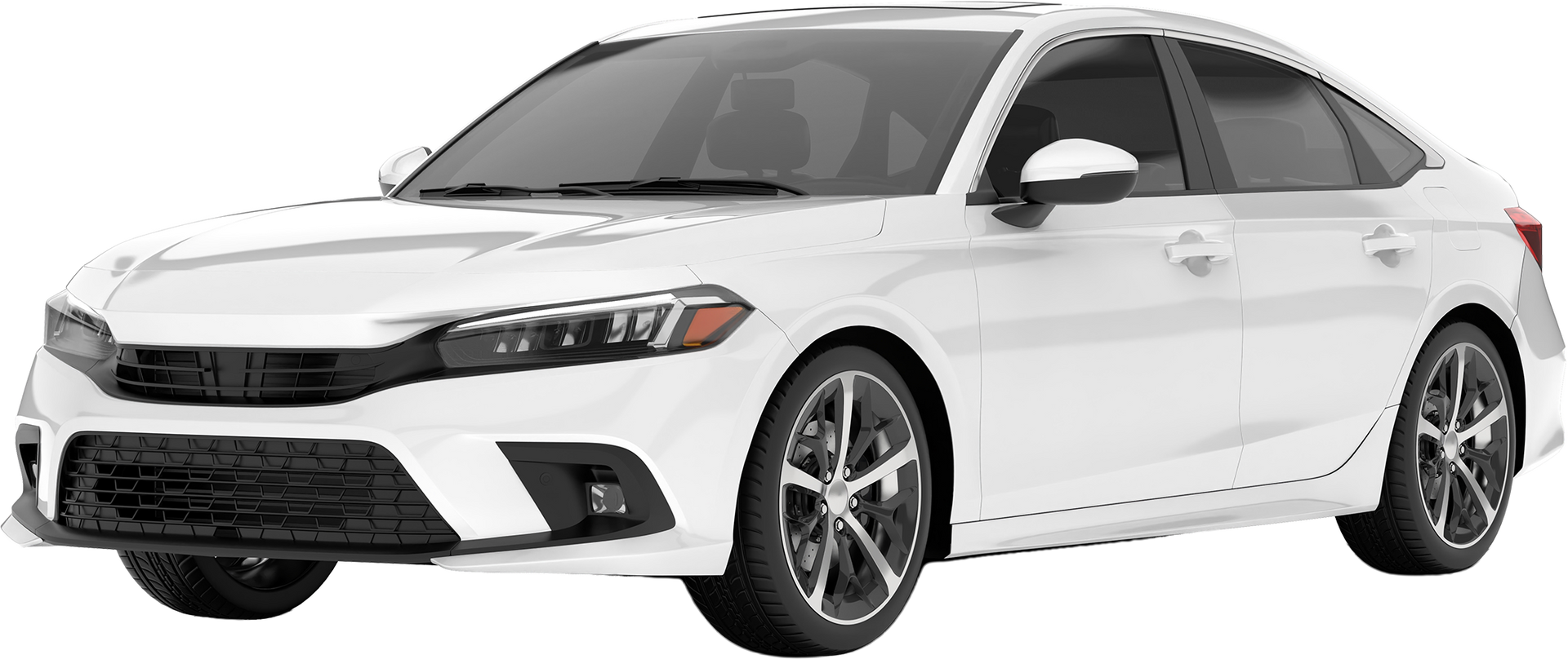 White sedan car parked on a surface.