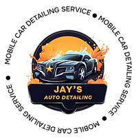 Jay's Auto Detailing Logo for Jay's Auto Detailing. A dark blue car within a circle with the business name and