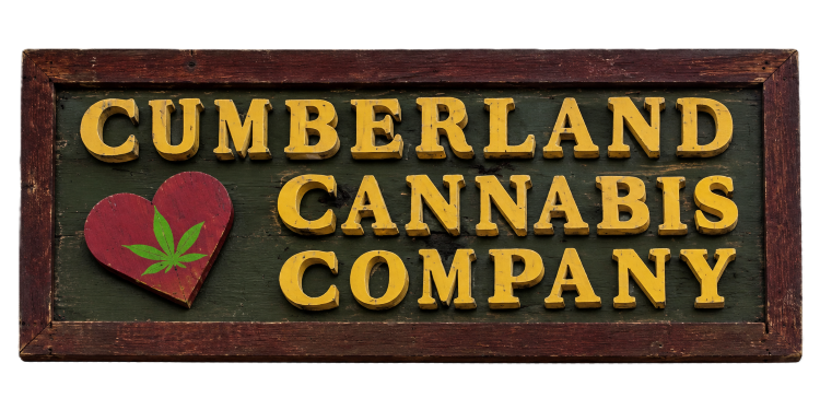 Cumberland Cannabis Co. logo in blue text on a white background