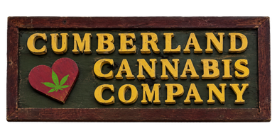 Cumberland Cannabis Co. logo in blue text on a white background