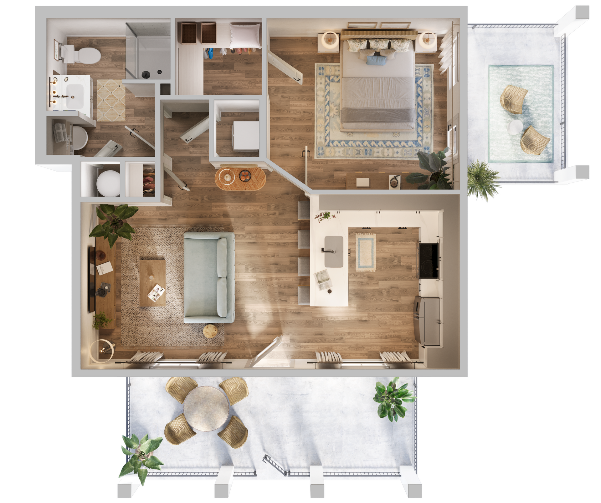 A2 1 bedroom terrace floor plan at Boardwalk Village