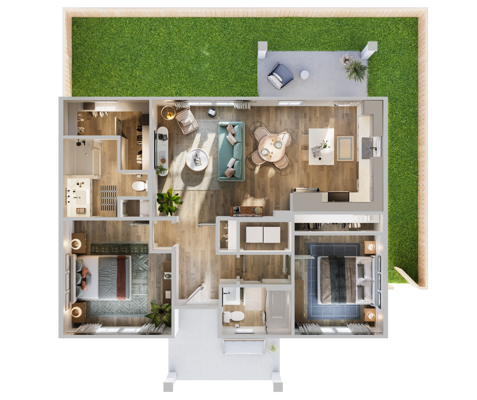 B3 two bedroom home floor plan at Boardwalk Village