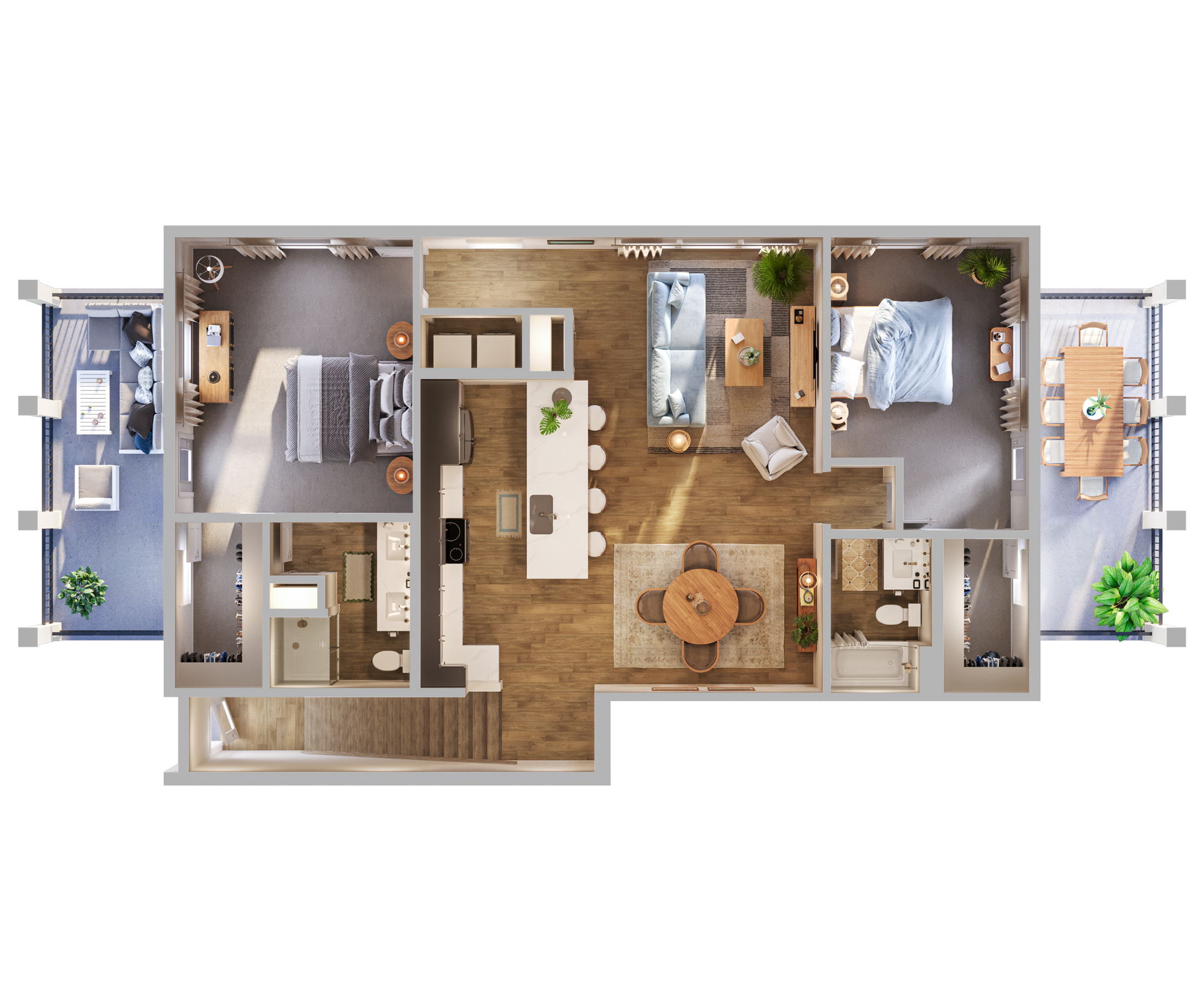 B4 two bedroom home floor plan at Boardwalk Village