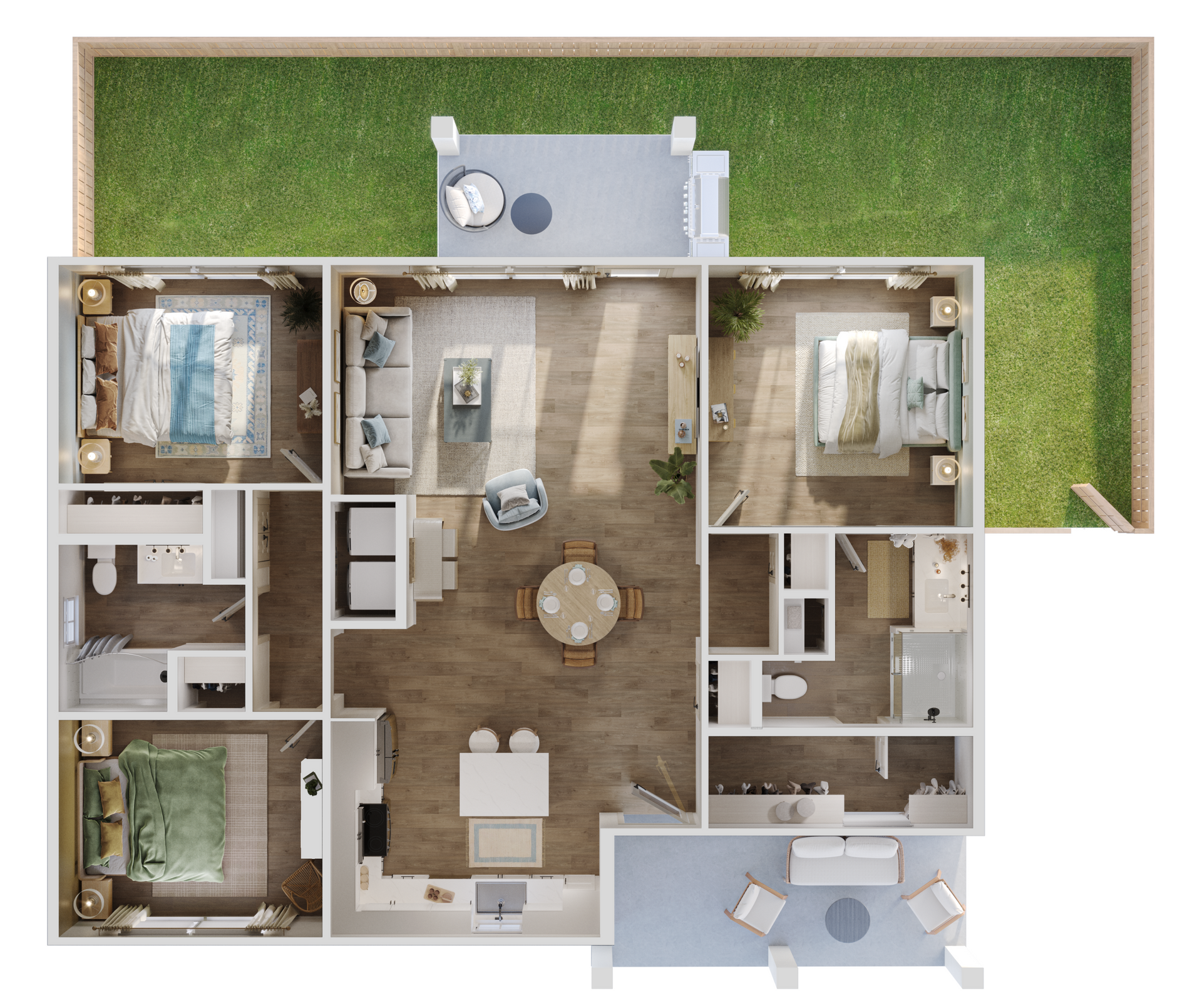 C1 three bedroom home floor plan at Boardwalk Village