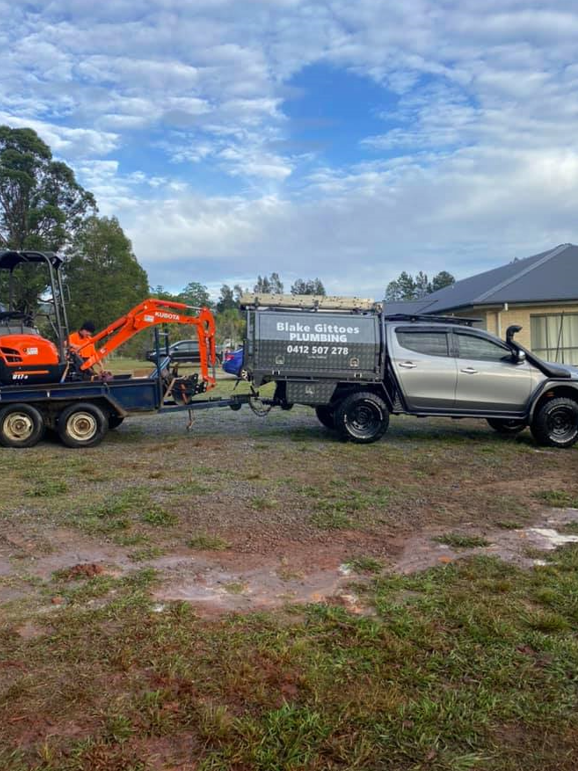 Gray Pickup Truck Towing a Trailer — B & A Plumbing and Gas In Wauchope, NSW