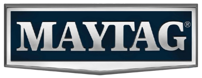 Maytag logo in white text on a blue rectangular background