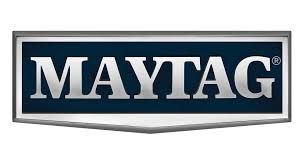 Maytag logo in white text on a dark blue and gray badge