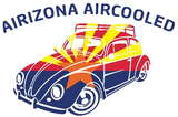 A logo for arizona aircooled with a beetle